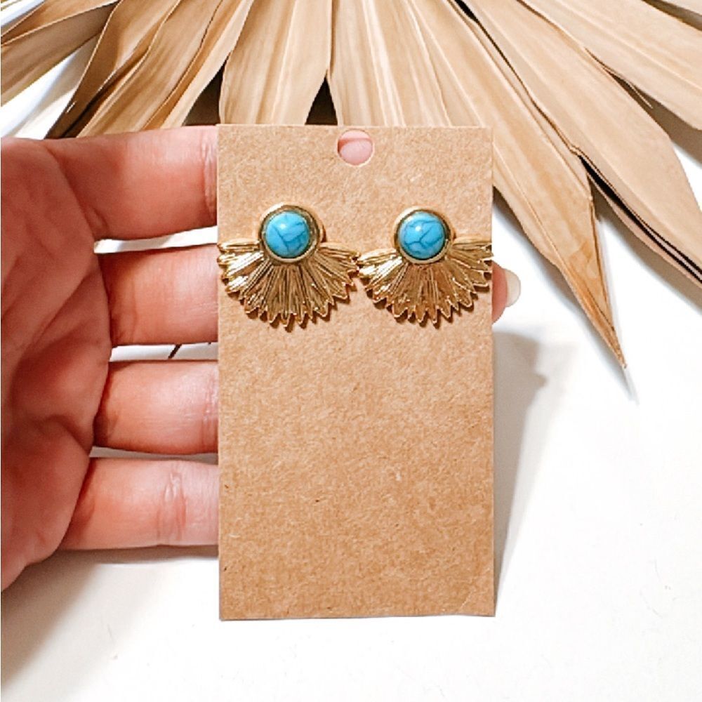 Gold vintage stud earrings N442 - Picture 2 of 5